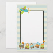 Papeterie Animal Toy Train et Doggy Avion sur Stripes (Devant / Derrière)