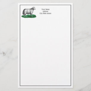 Papeterie Animaux de ferme vintages de mouton Ewe Dessin C