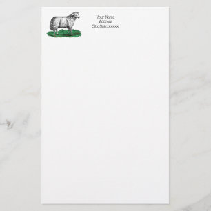 Papeterie Animaux de ferme vintages de mouton Ewe Dessin C