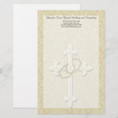 Papeterie Anneaux d'or avec croix, Élégant amour chrétien (Devant / Derrière)