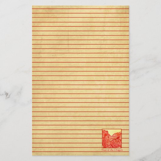 Papeterie Année du Dragon Nouvel An chinois Rouge Lined (Devant)
