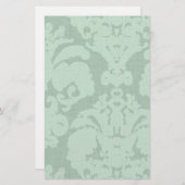 Papeterie Aqua Blue Linen Damask (Devant / Derrière)
