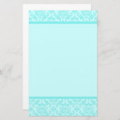 Papeterie Aqua Blue Turquoise Damask (Devant / Derrière)