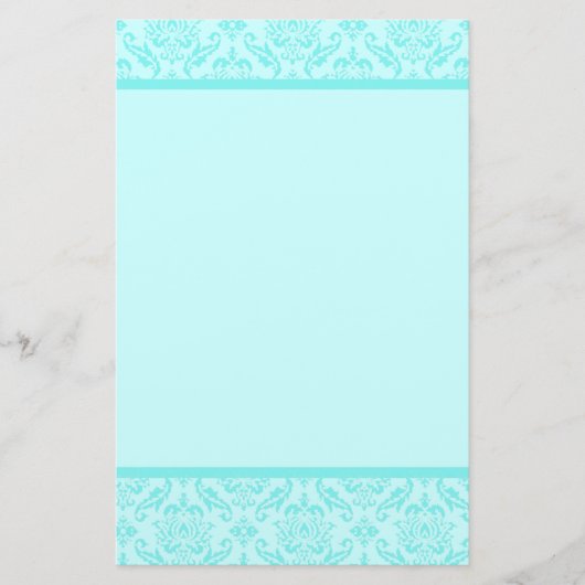 Papeterie Aqua Blue Turquoise Damask (Devant)