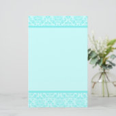 Papeterie Aqua Blue Turquoise Damask (Debout devant)