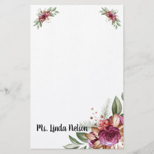 Papeterie Aquarelle assez élégante Florale personnalisée