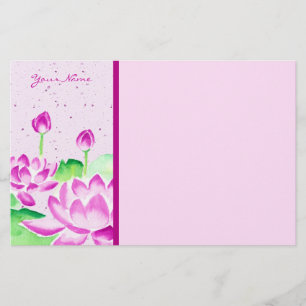 Papeterie Aquarelle assez rose de Lotus peignant le papier