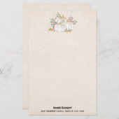 Papeterie Aquarelle blanche et Citrouille or (Devant / Derrière)