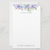 Papeterie Aquarelle Bleu Hydrangées & Fleurs Blanches Floral (Devant)