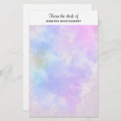 Papeterie Aquarelle bleu violet élégant (Devant / Derrière)