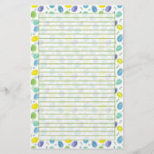 Papeterie Aquarelle bleue OEufs de Pâques Lin vert (Devant)