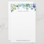 Papeterie Aquarelle Blue Hydrangeas et blanc Roses Floral (Devant / Derrière)
