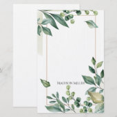 Papeterie Aquarelle botanique Verdure (Devant / Derrière)