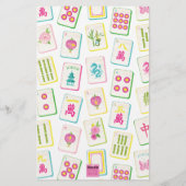 Papeterie Aquarelle brillante mosaïque Mahjong personnalisée (Dos)