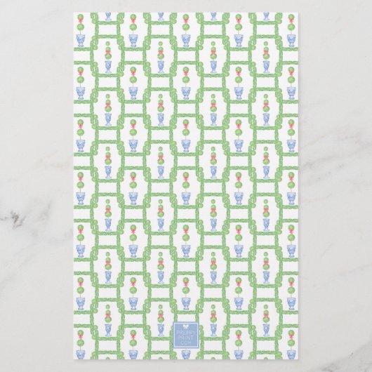 Papeterie Aquarelle Chinoiserie Christmas Bow Topiary (Dos)