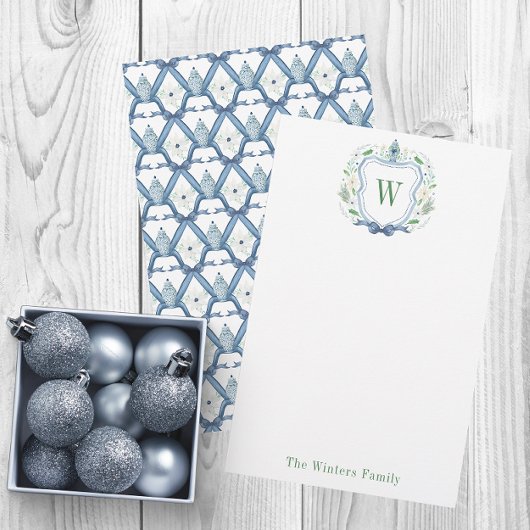 Papeterie Aquarelle Chinoiserie Ginger Jar Monogram Crest