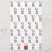 Papeterie Aquarelle Chinoiserie Vase de fraises rouges (Dos)