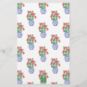 Papeterie Aquarelle Chinoiserie Vase des Geraniums rouges (Dos)