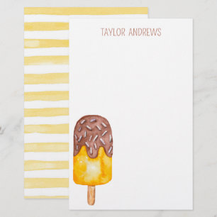 Papeterie Aquarelle Chocolat Popsicle personnalisée