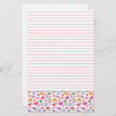 Papeterie Aquarelle Coeurs colorés Rose Pastel Lined (Devant / Derrière)