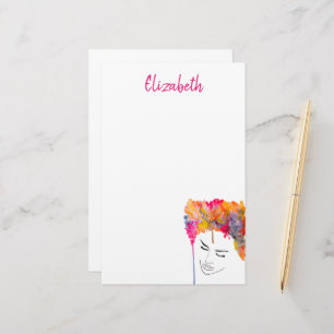 Papeterie Aquarelle colorée à cheveux funky