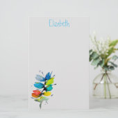 Papeterie Aquarelle colorée lâche abstraite florale (Debout devant)