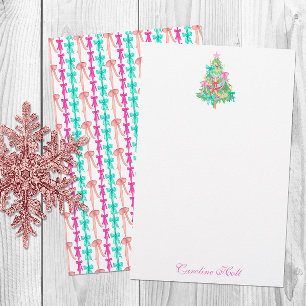 Papeterie Aquarelle Coquette Bow Christmas Tree Personnalise