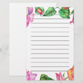 Papeterie Aquarelle couleur rose violet bleu bleu floral (Devant / Derrière)