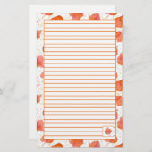 Papeterie Aquarelle d'automne Feuilles d'automne orange (Devant / Derrière)