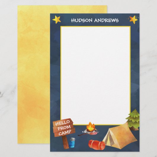 Papeterie Aquarelle de camp d'été Papier personnalisé (Devant / Derrière)