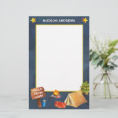 Papeterie Aquarelle de camp d'été Papier personnalisé (Debout devant)