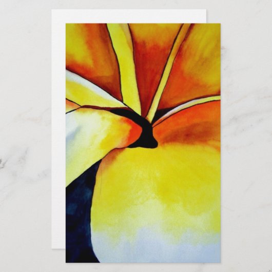 Papeterie Aquarelle de fleur frangipani tropicale art abstra (Devant / Derrière)