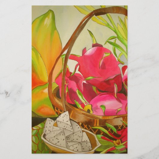 Papeterie Aquarelle de fruits tropicaux art original vie mor (Devant)