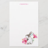 Papeterie Aquarelle de lapin tropical personnalisée (Devant)