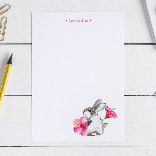 Papeterie Aquarelle de lapin tropical personnalisée