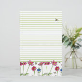 Papeterie Aquarelle des abeilles Fleurs rose Cosmos Vert (Debout devant)
