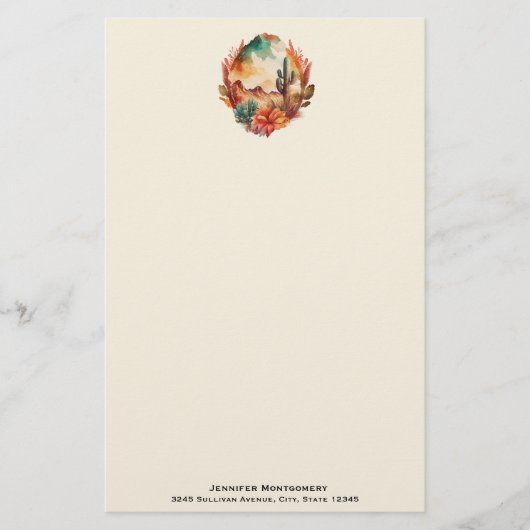 Papeterie Aquarelle Désert Cactus et Montagnes (Devant)