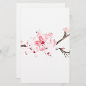 Papeterie Aquarelle en fleurs de cerisier (Devant / Derrière)