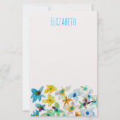 Papeterie Aquarelle fleurs bleues blanches (Devant)