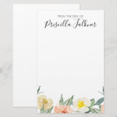 Papeterie Aquarelle Fleurs De Pêche Du Bureau De (Devant / Derrière)