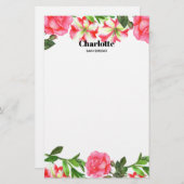 Papeterie Aquarelle Fleurs roses couronne circulaire (Devant / Derrière)