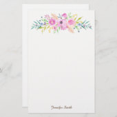 Papeterie Aquarelle florale (Devant / Derrière)