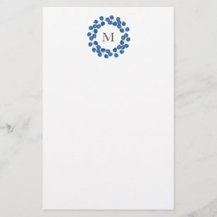 Papeterie Aquarelle Indigo Dollar Argent Eucalyptus Wreath