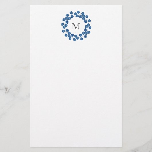 Papeterie Aquarelle Indigo Dollar Argent Eucalyptus Wreath (Devant)