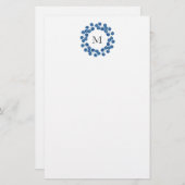 Papeterie Aquarelle Indigo Dollar Argent Eucalyptus Wreath (Devant / Derrière)