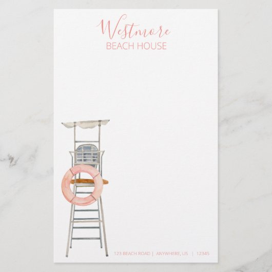 Papeterie Aquarelle Lifeguard Stand Chaise Beach House (Devant)