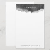 Papeterie Aquarelle minimaliste moderne gris (Devant / Derrière)