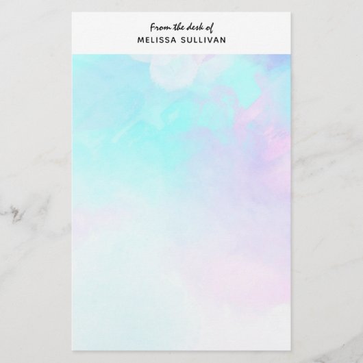 Papeterie Aquarelle moderne Abstraite Pastel bleu & violet (Devant)