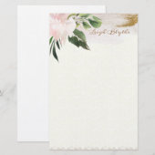 Papeterie Aquarelle moderne Peony Papier à lettres personnal (Devant / Derrière)