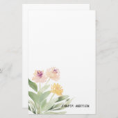 Papeterie Aquarelle Moderne Printemps Floral Verdure (Devant / Derrière)